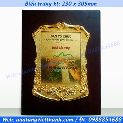 Biểu trưng khung mạ vàng kt230x305mm