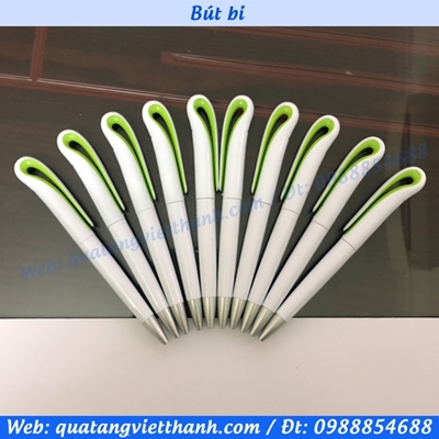 Bút bi 0754 trắng - xanh mạ