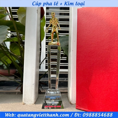 Cúp pha lê kim loại (mẫu giải bóng bàn cao)