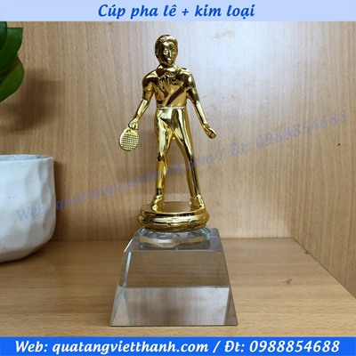 Cúp pha lê kim loại (mẫu giải bóng bàn thấp)
