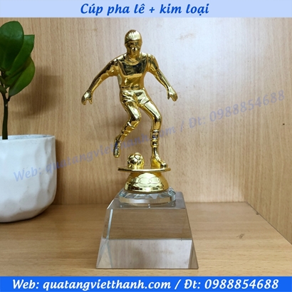Cúp pha lê kim loại (mẫu giải bóng đá kl thấp)