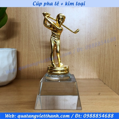 Cúp pha lê kim loại (mẫu giải golf thấp)