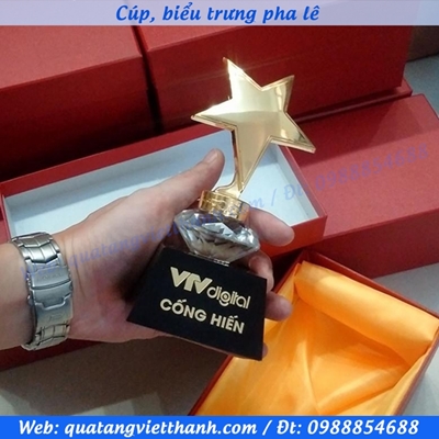 Cúp sao đơn đệm kim cương đế đen