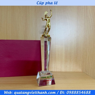 Cúp pha lê kim loại (mẫu tennis kim loại cao)