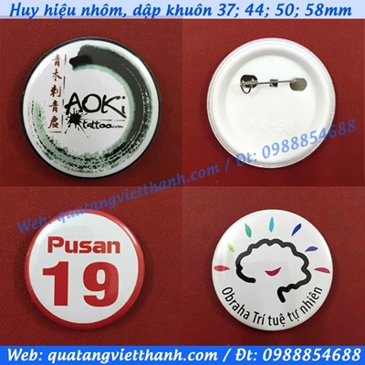 Huy hiệu nhôm 37; 44; 50; 58 mm