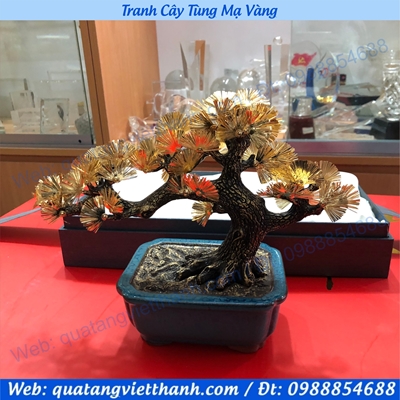 Tranh Cây Tùng Mạ Vàng 03