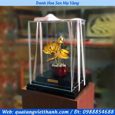 Tranh Hoa Sen mạ vàng 24k
