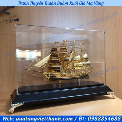 Mô hình Thuyền Thuận Buồm Xuôi Gió - Mạ vàng 24k