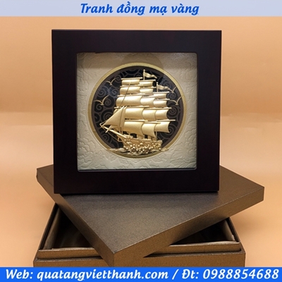 Tranh thuận buồm xuôi gió mạ vàng 200x200mm