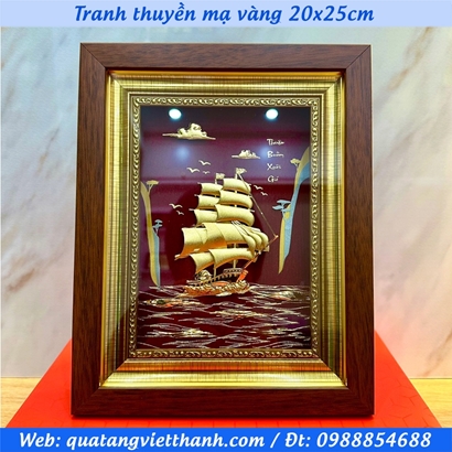 Tranh thuyền mạ vàng 20x25cm