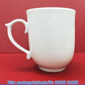 Ca sứ trắng quai sen - Bát Tràng