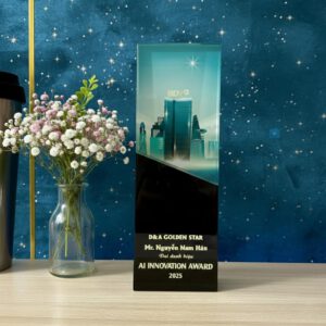 Biểu trưng pha lê chữ nhật đế đen