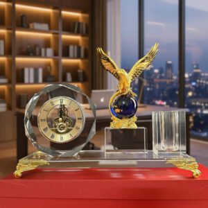 Bộ để bàn Đại bàng xanh đồng hồ